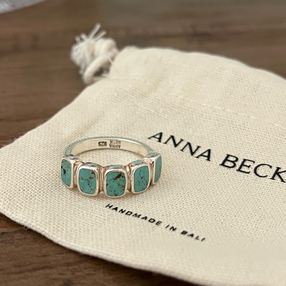 Anna Beck Turquoise Silver Ring size 8